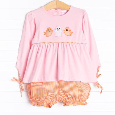 Mostly Ghostly Applique Bloomer Set, Pink