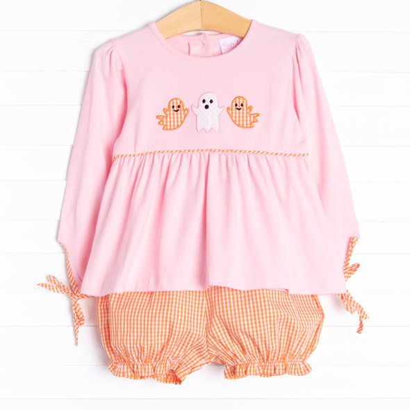 Mostly Ghostly Applique Bloomer Set, Pink