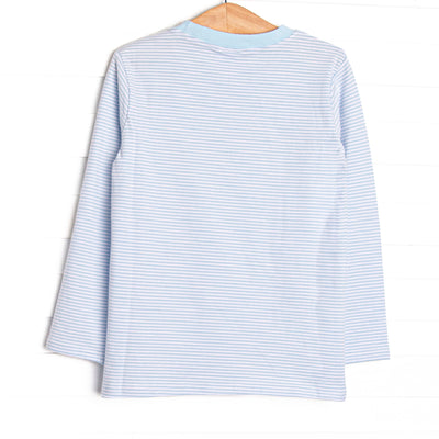 Golden Days Embroidered Top, Blue Stripe