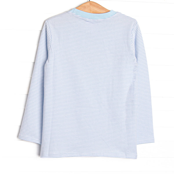 Golden Days Embroidered Top, Blue Stripe