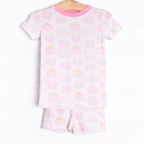 Pastel Pumpkins Bamboo Pajama Short Set, Pink