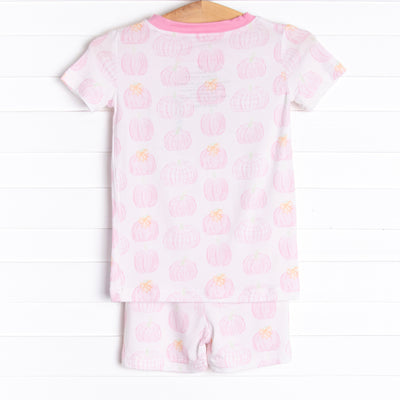 Pastel Pumpkins Bamboo Pajama Short Set, Pink