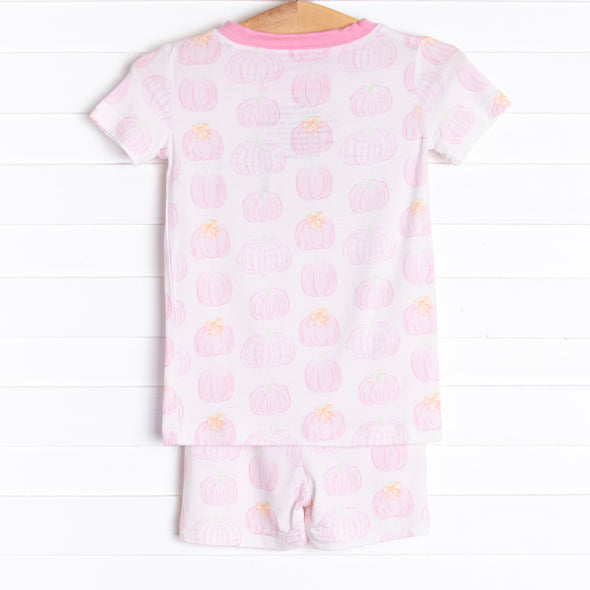 Pastel Pumpkins Bamboo Pajama Short Set, Pink