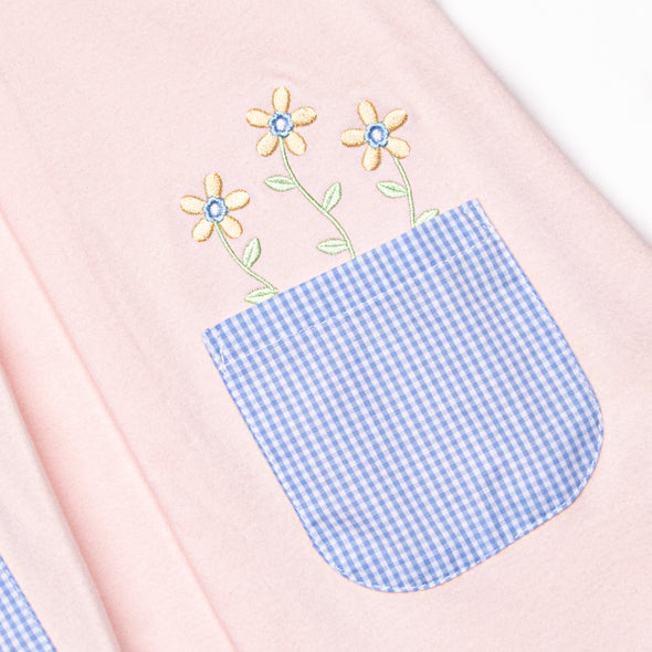 Pocket Petals Embroidered Dress, Pink
