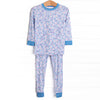 Denim Dot Daisies Bamboo Pajama Set, Blue