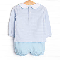 Golden Days Embroidered Bloomer Set, Blue Stripe