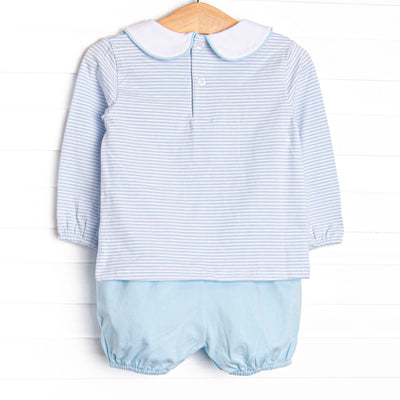 Golden Days Embroidered Bloomer Set, Blue Stripe