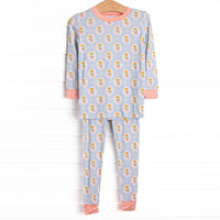 Patchwork Petals Bamboo Pajama Set, Blue