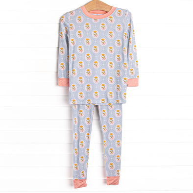 Patchwork Petals Bamboo Pajama Set, Blue