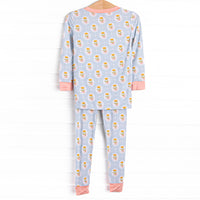 Patchwork Petals Bamboo Pajama Set, Blue