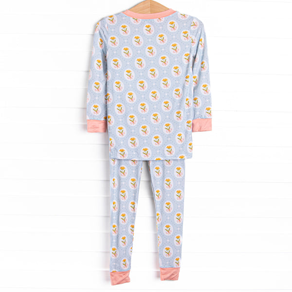 Patchwork Petals Bamboo Pajama Set, Blue