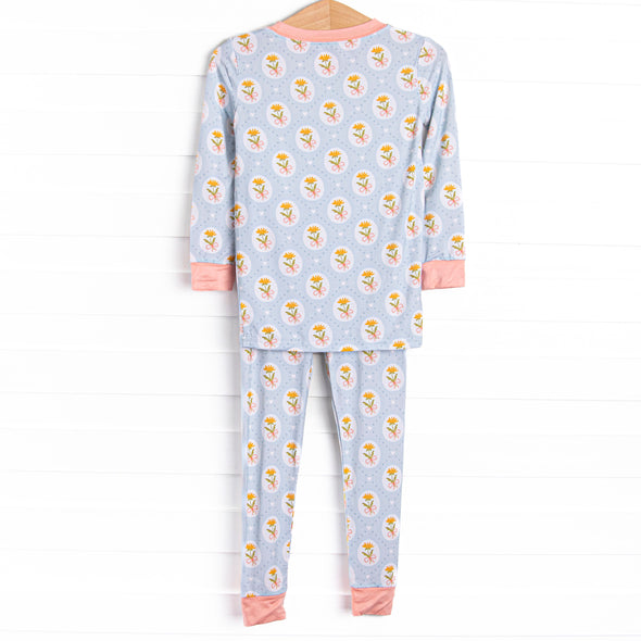 Patchwork Petals Bamboo Pajama Set, Blue
