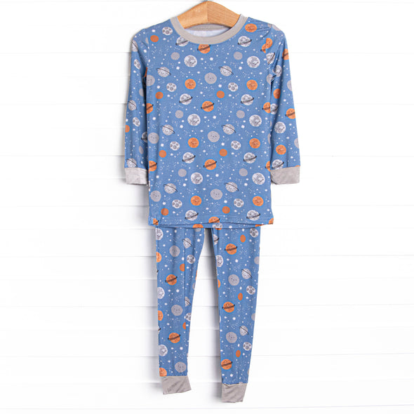 Overnight Orbit Bamboo Pajama Set, Blue