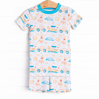 Dreaming Drivers Bamboo Pajama Short Set, Blue