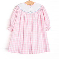 Noah's Ark Smocked Bishop Dress, Pink Check