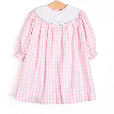 Noah's Ark Smocked Bishop Dress, Pink Check
