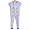 Colorful Cretaceous Bamboo Pajama Short Sleeve Set, Blue