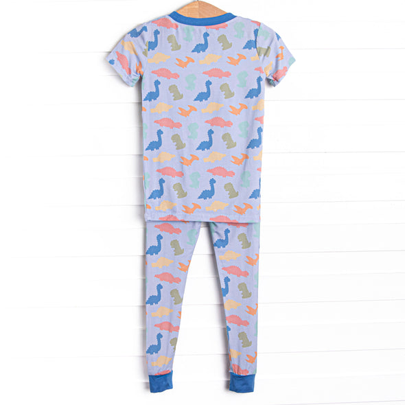 Colorful Cretaceous Bamboo Pajama Short Sleeve Set, Blue