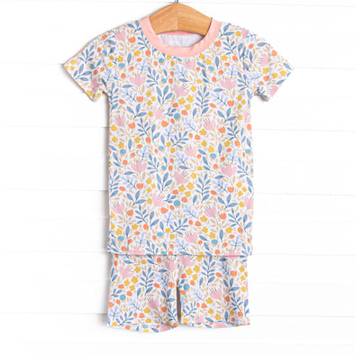 Foliage Frenzy Bamboo Pajama Short Set, Pink