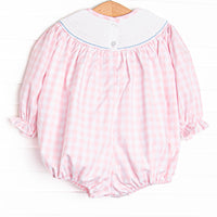 Noah's Ark Smocked Bubble, Pink Check