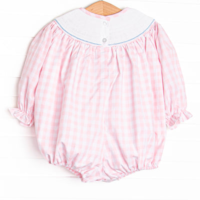 Noah's Ark Smocked Bubble, Pink Check