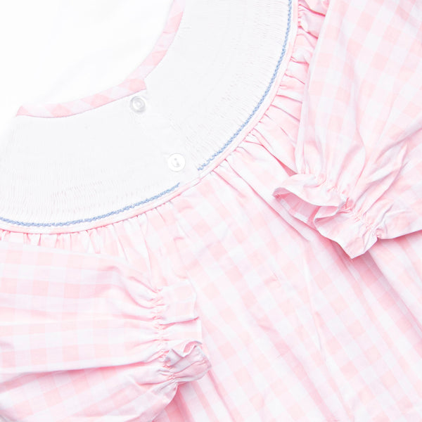 Noah's Ark Smocked Bishop Dress, Pink Check