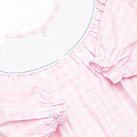 Noah's Ark Smocked Bubble, Pink Check