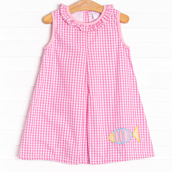 Fish Tails Applique Dress, Pink