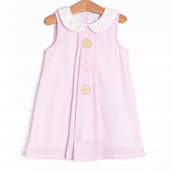 Seashell Search Applique Dress, Pink