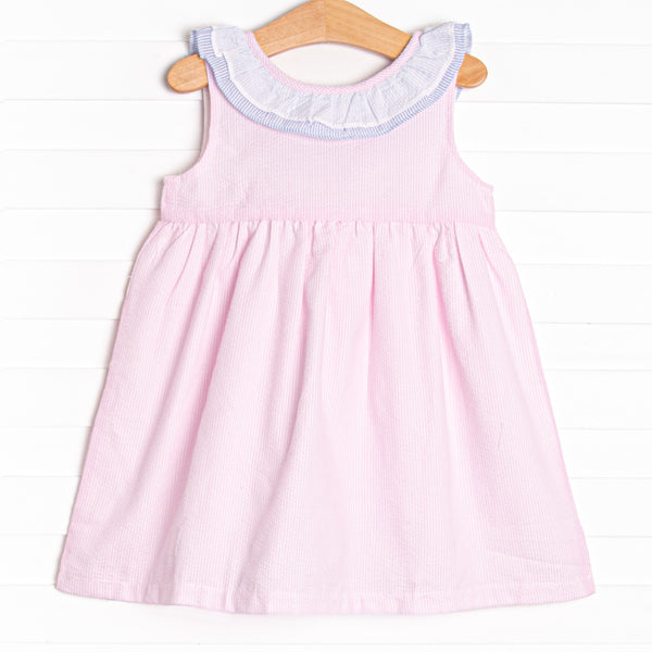 Seaside Seersucker Dress, Pink