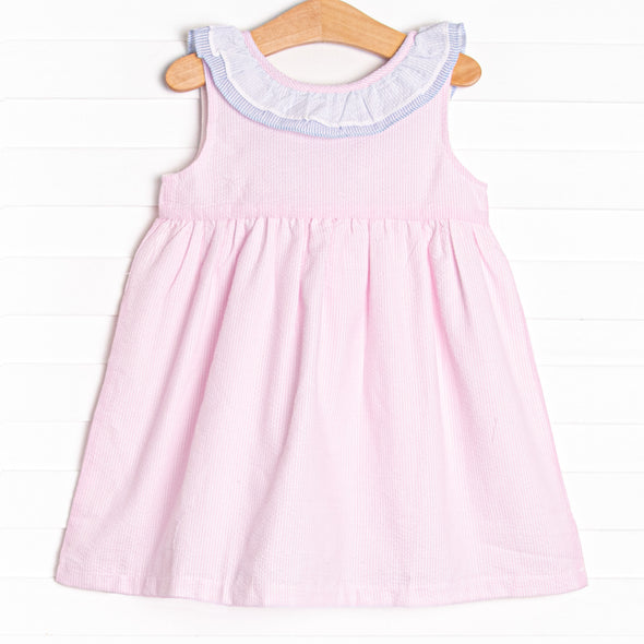 Seaside Seersucker Dress, Pink