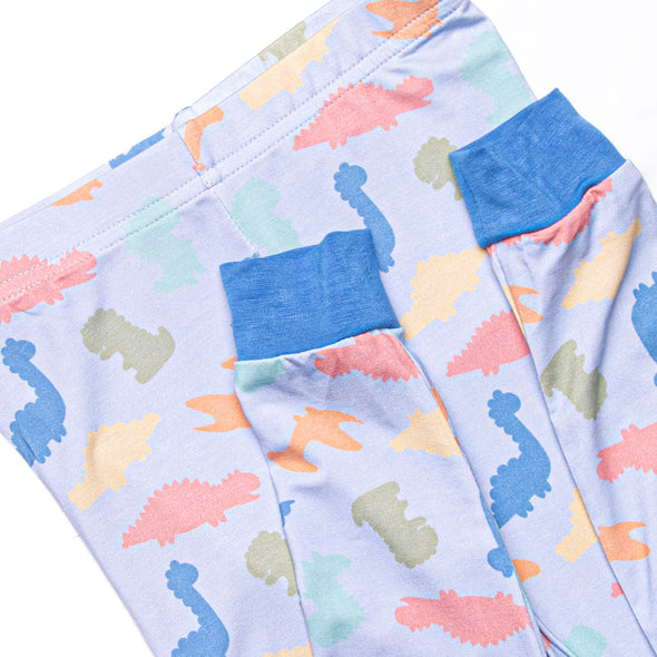 Colorful Cretaceous Bamboo Pajama Short Sleeve Set, Blue