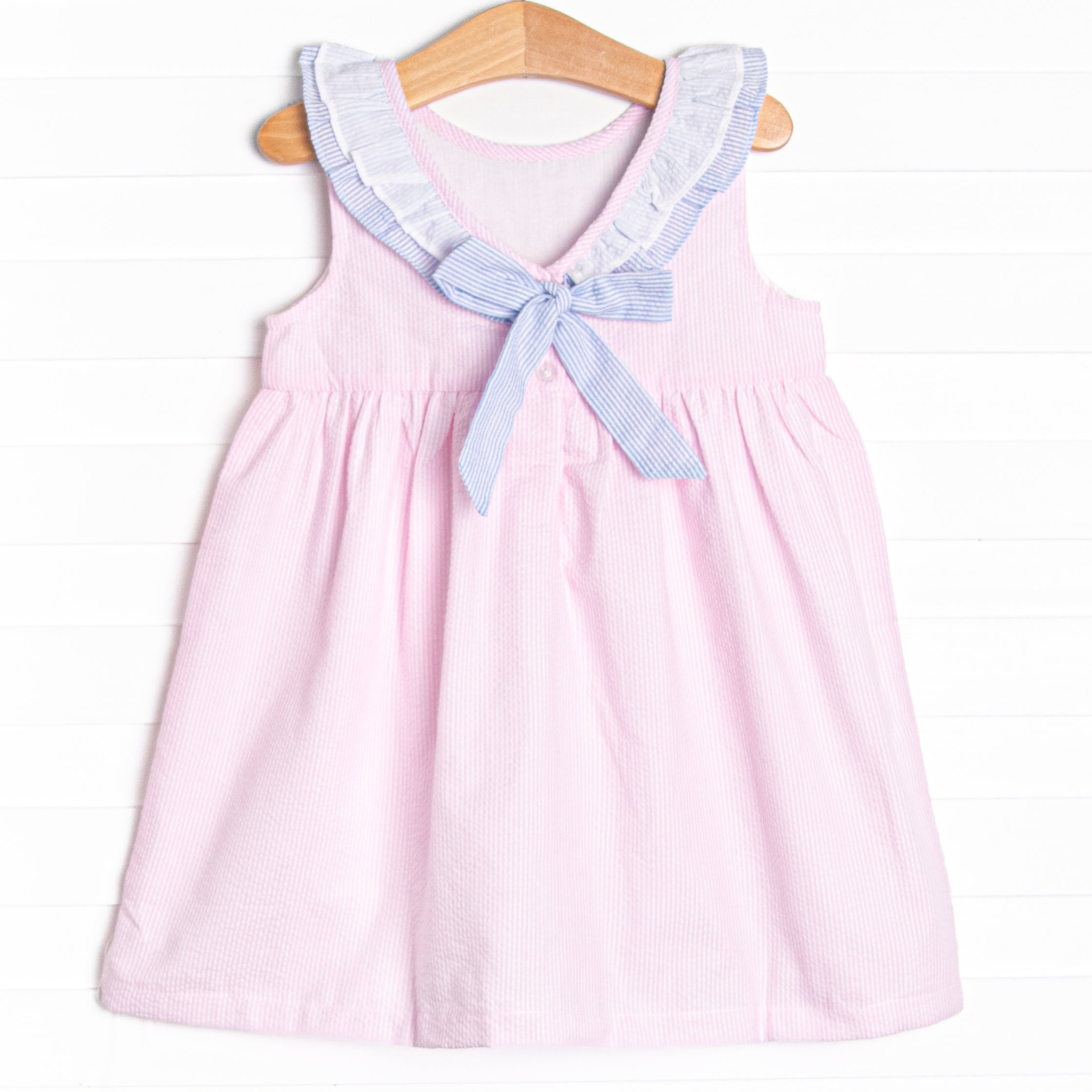 Girl's Seaside Seersucker Dress in Pink size 3T Girl's Seaside Seersucker Dress in Pink size 3T