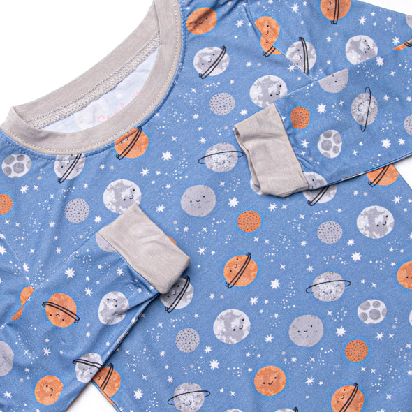 Overnight Orbit Bamboo Pajama Set, Blue