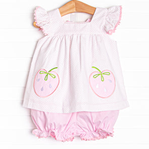 Wildberry Wonder Applique Bloomer Set, Pink
