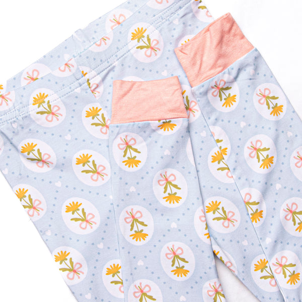 Patchwork Petals Bamboo Pajama Set, Blue