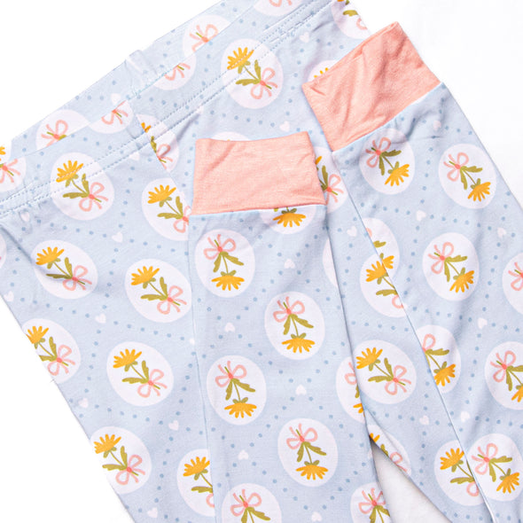 Patchwork Petals Bamboo Pajama Set, Blue