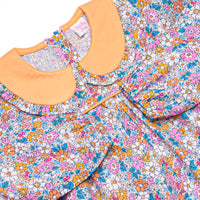 Bali Blooms Ruffle Collar Romper, Orange