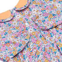 Bali Blooms Ruffle Collar Romper, Orange