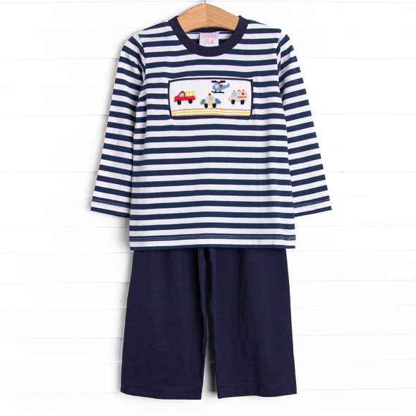 First Responder Rescue Smocked Pant Set, Navy