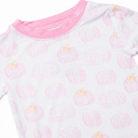 Pastel Pumpkins Bamboo Pajama Short Set, Pink