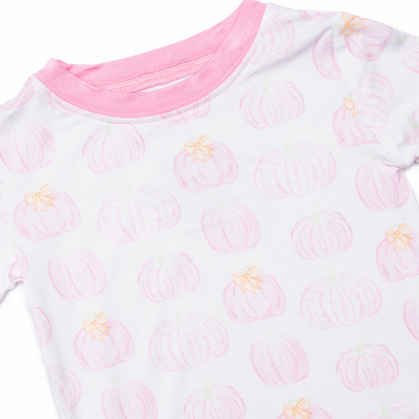 Pastel Pumpkins Bamboo Pajama Short Set, Pink