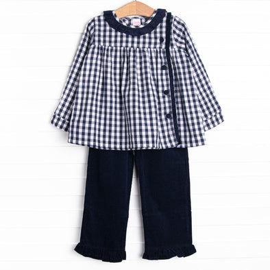 Oakhurst Navy Ruffle Pant Set, Navy