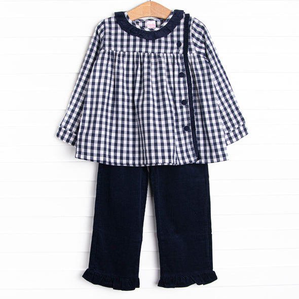 Oakhurst Navy Ruffle Pant Set, Navy