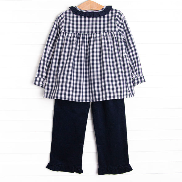 Oakhurst Navy Ruffle Pant Set, Navy
