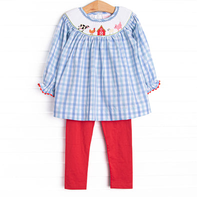 Pasture Pals Smocked Legging Set, Blue
