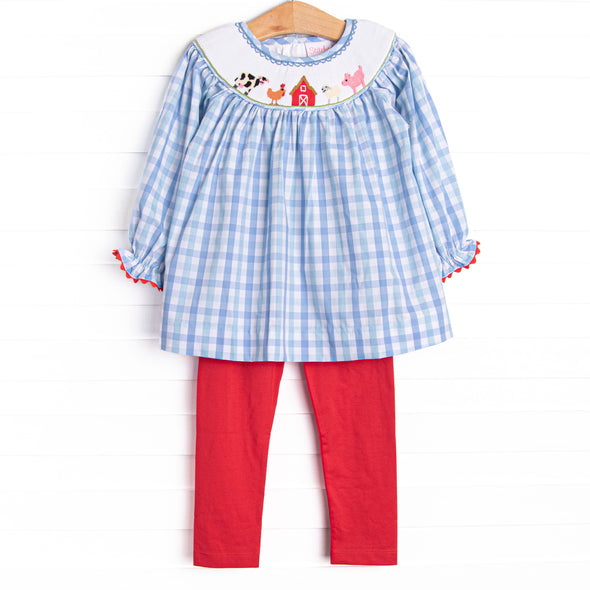 Pasture Pals Smocked Legging Set, Blue