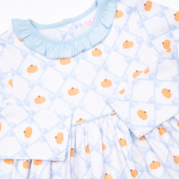 Prim and Proper Pumpkins Dress, Blue