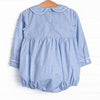 Christmas Eve Delivery Smocked Bubble, Blue Gingham