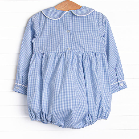 Christmas Eve Delivery Smocked Bubble, Blue Gingham